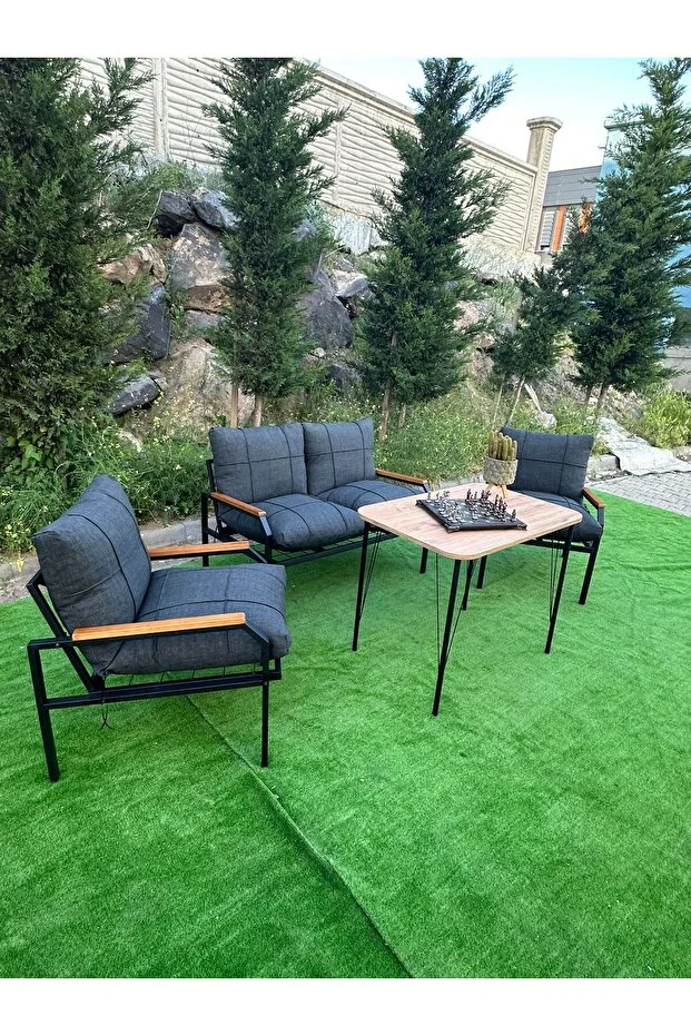 Balkon, Bahçe, Cafe Metal Koltuk Takımı 2 1 1 Masalı